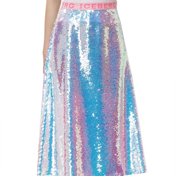 New ICEBERG Shimmering Sequin Midi Skirt - new with tags - EU 40 (Size 6) - Picture 3 of 11
